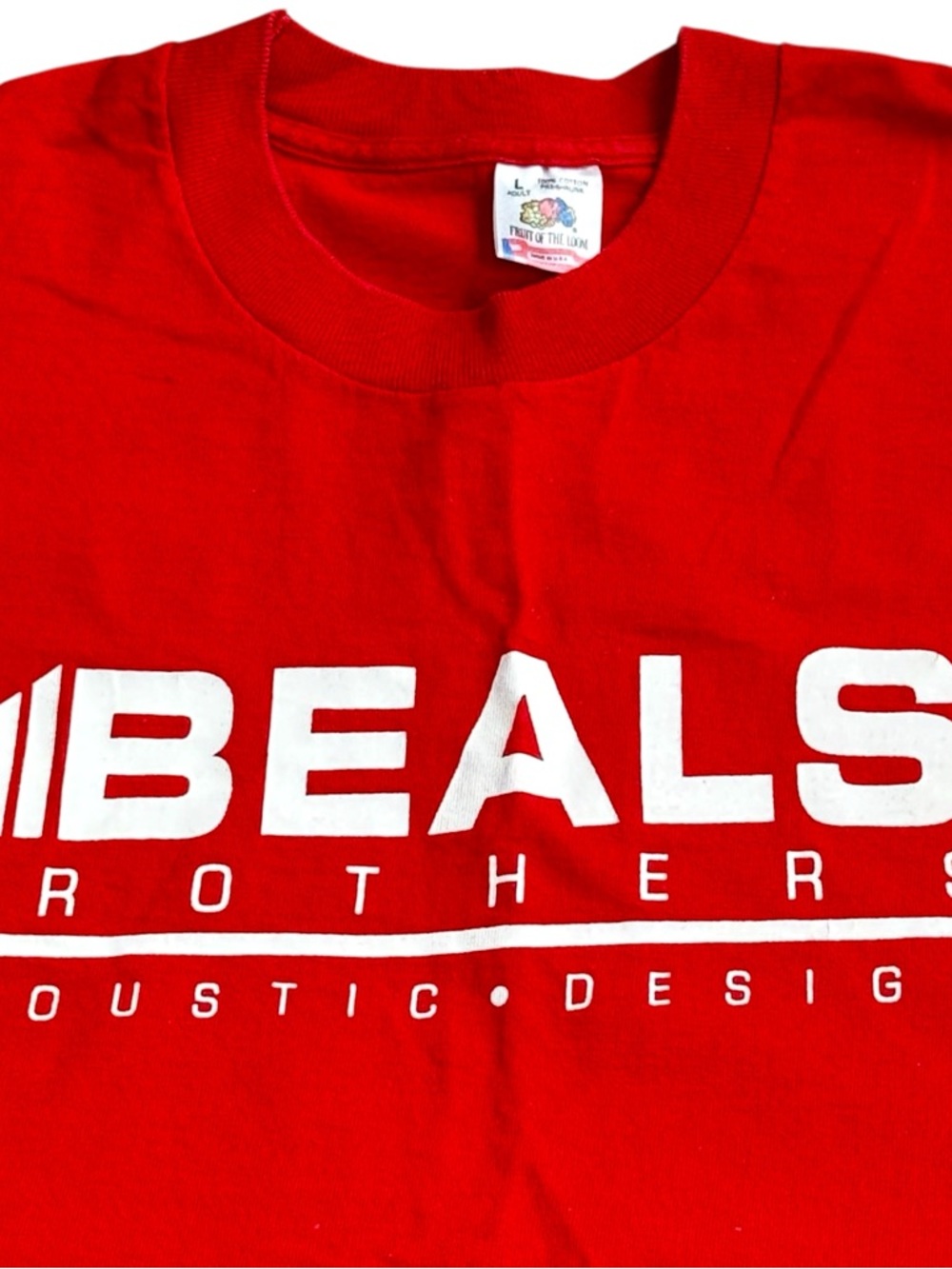 Vintage Beals Brothers Graphic Tee Red USA Made Single Stitch Mens L Shirt 90’s